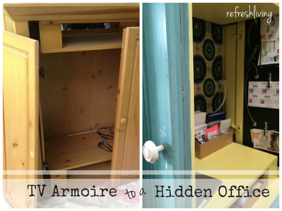 tv armoire to a hidden office desk - refresh living tv armoire to a hidden office desk - refresh living
