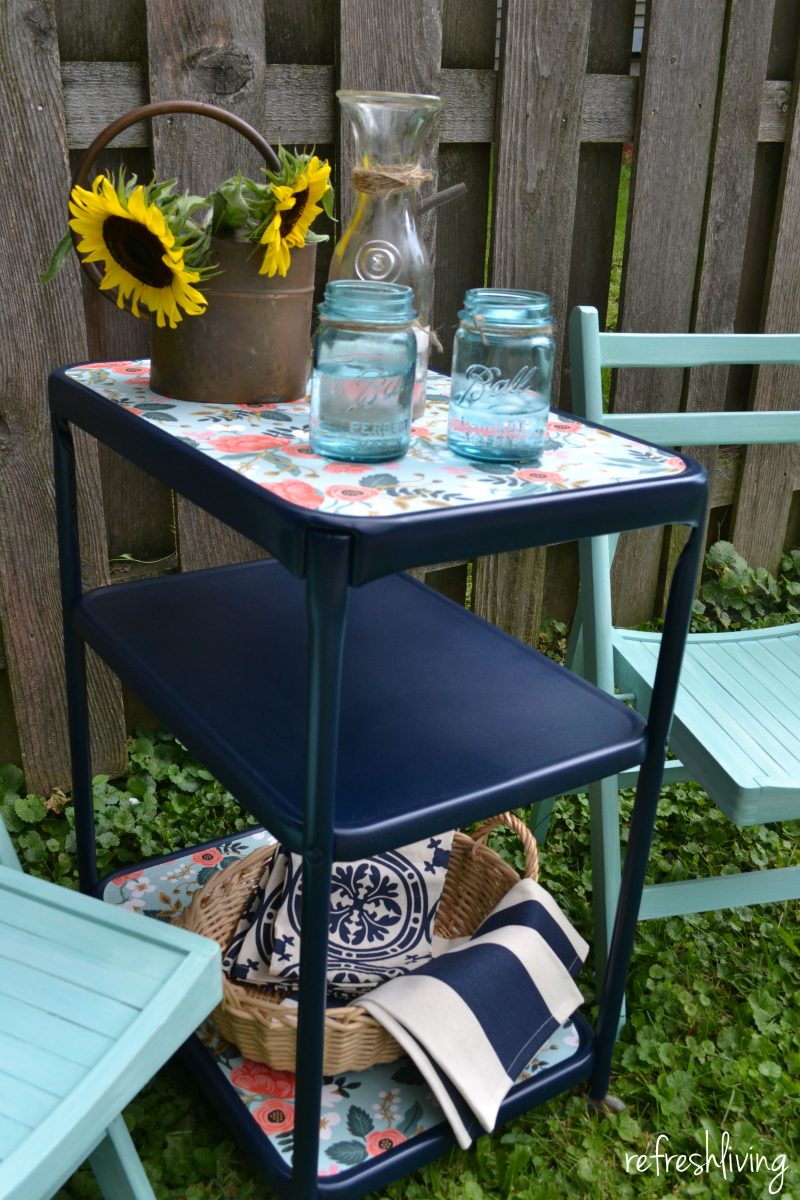 Upcycled Paper Lined Vintage Metal Cart Refresh Living