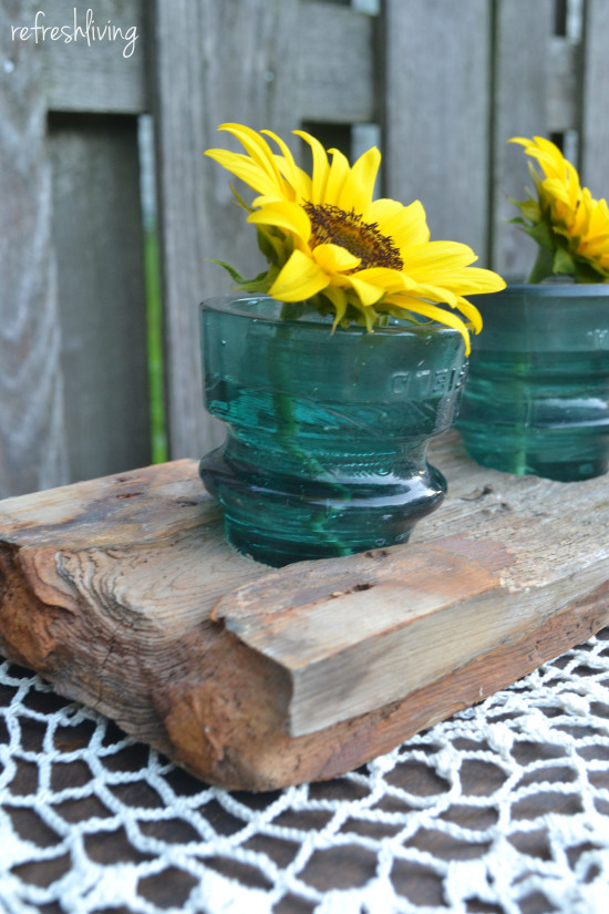 Glass Insulator & Dock Wood Centerpiece