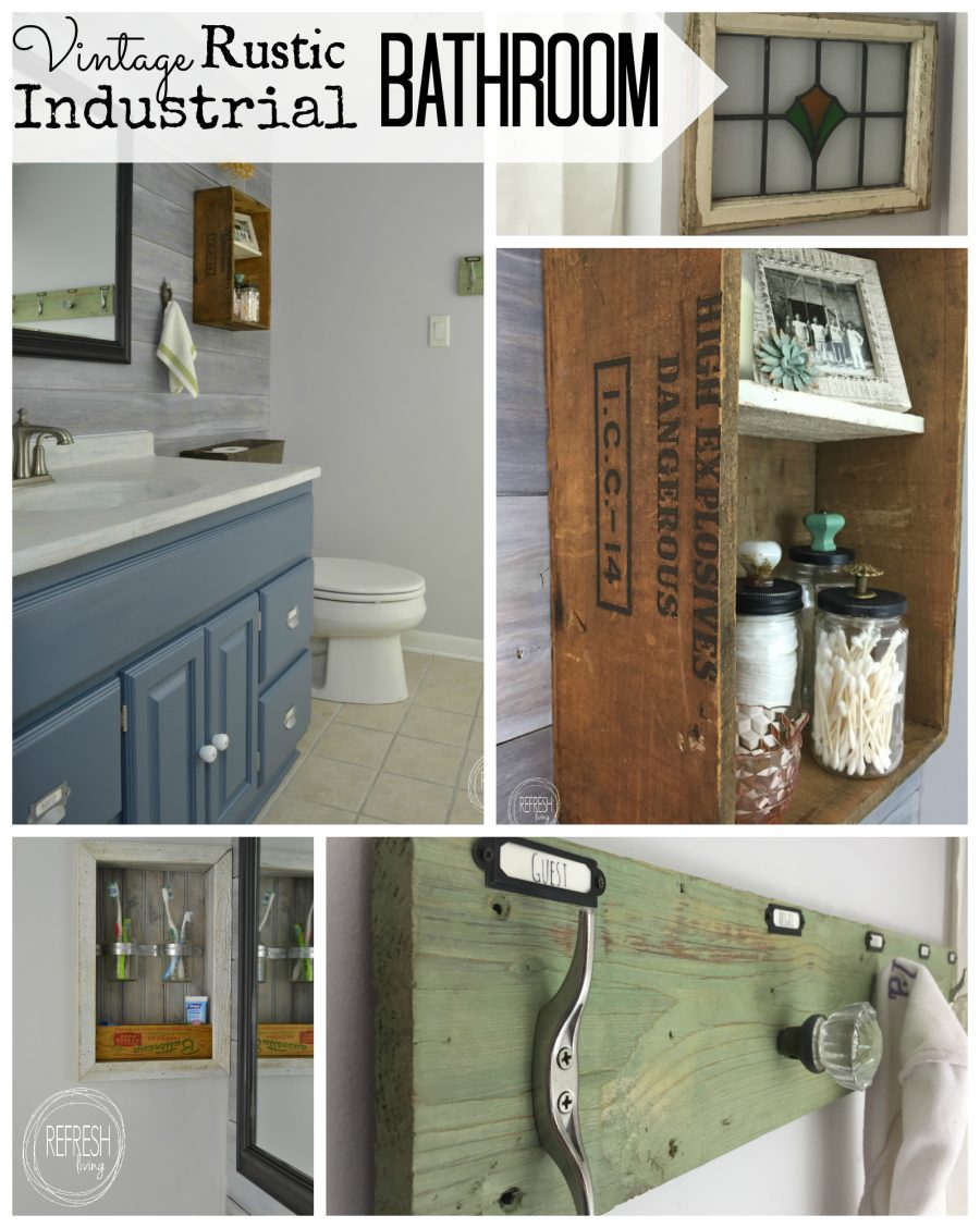 Vintage Rustic Industrial Bathroom Reveal Refresh Living