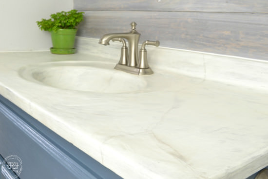 DIY marble countertop | DIY concrete counter over old countertop | how to create a faux marble counter top