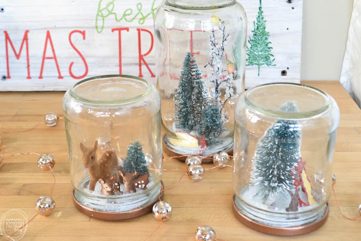 reuse glass jars to make christmas snow globes refresh reuse glass jars to make christmas snow globes refresh